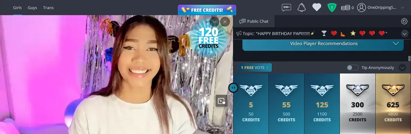 Flirt4Free cam site interface